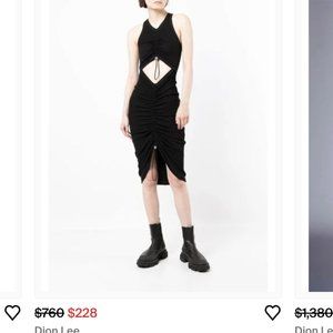 Dion Lee Black ribbed organic cotton dress